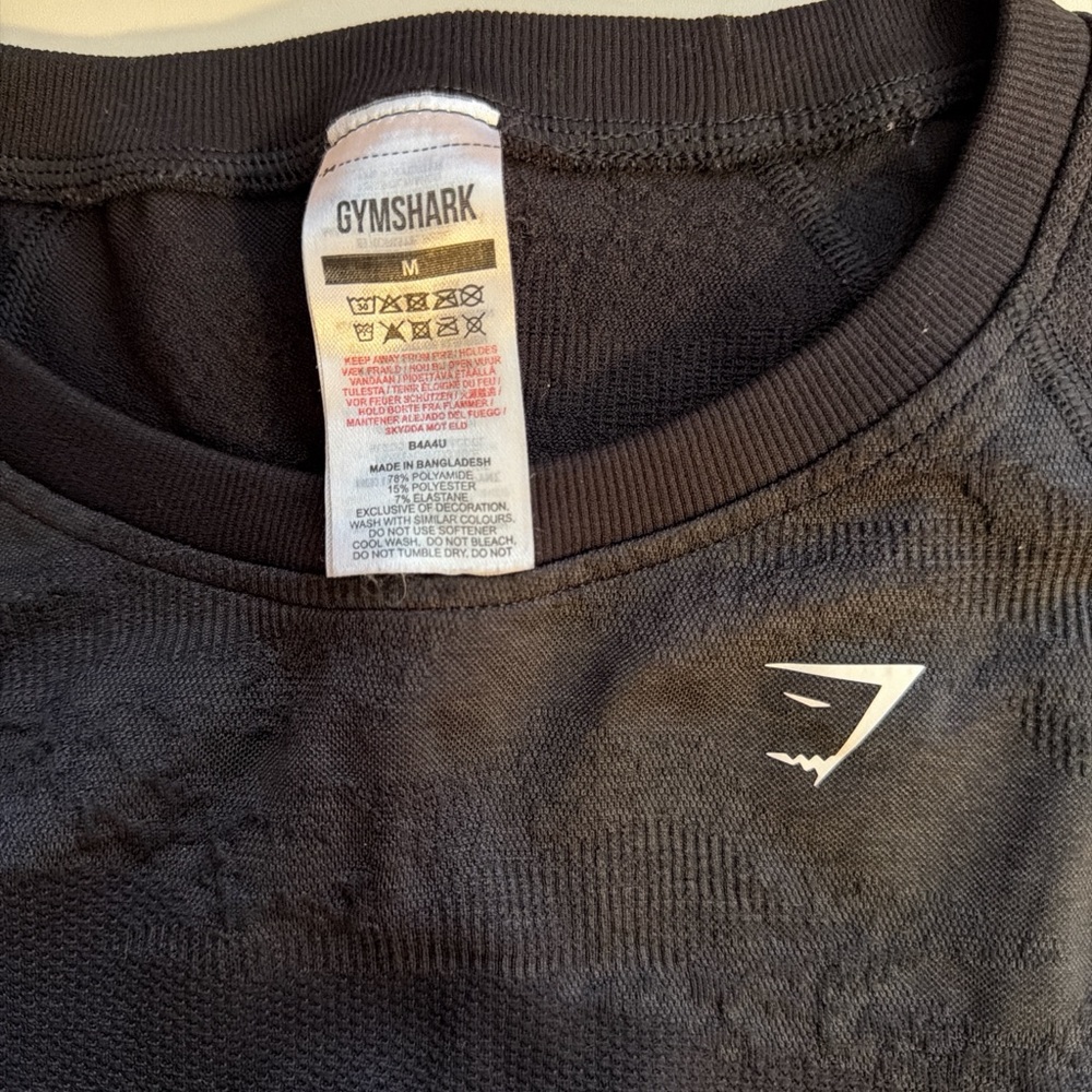 Gymshark Open Back Long Sleeve Crop Top Charcoal Medium Seamless Workout Top - Picture 2 of 6